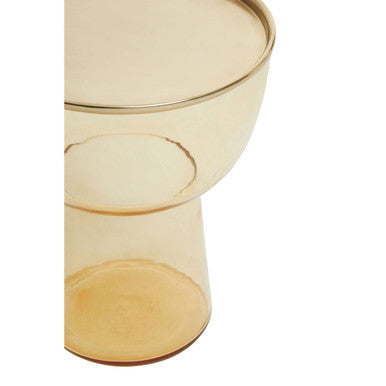 Retro Amber Glass Side Table With Gold-Tone Metal Frame, Martini