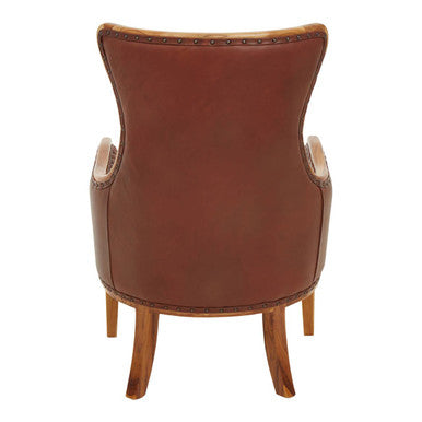 Kendari Brown Cow Leather & Teak Wood Frame Chair