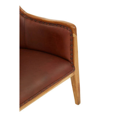 Kendari Brown Cow Leather & Teak Wood Frame Chair