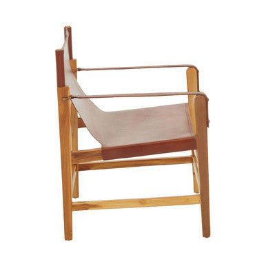 Kendari Light Brown Leather & Teak Wood Chair
