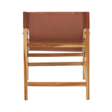 Kendari Light Brown Leather & Teak Wood Chair