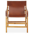 Kendari Light Brown Leather & Teak Wood Chair