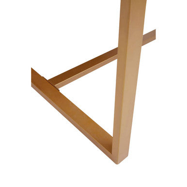 Natural Teak Wood Dining Table With Herringbone Top & Gold Metal Frame, Kendari