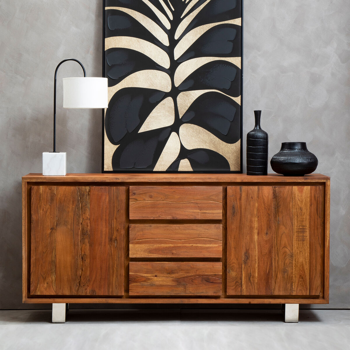 Simla Acacia Wood 2 Doors & 3 Drawers Sideboard