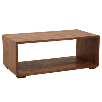Solid Sheesham Wood Coffee Table With Open Centre & Lower Storage Shelf, Surati