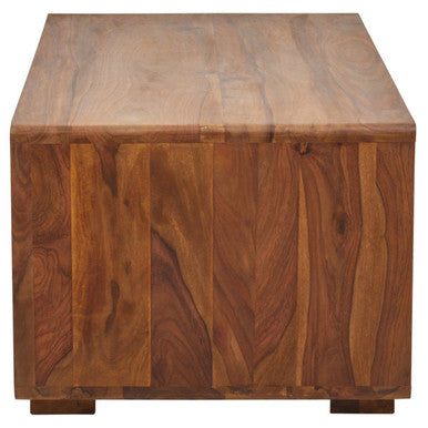 Solid Sheesham Wood Coffee Table With Open Centre & Lower Storage Shelf, Surati