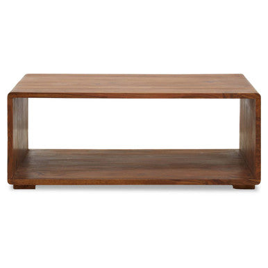 Solid Sheesham Wood Coffee Table With Open Centre & Lower Storage Shelf, Surati