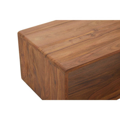 Solid Sheesham Wood Coffee Table With Open Centre & Lower Storage Shelf, Surati