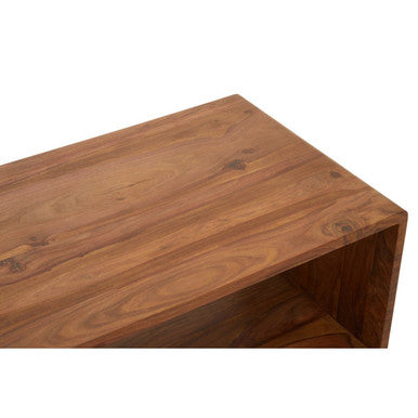 Solid Sheesham Wood Coffee Table With Open Centre & Lower Storage Shelf, Surati