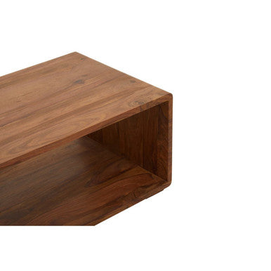 Solid Sheesham Wood Coffee Table With Open Centre & Lower Storage Shelf, Surati