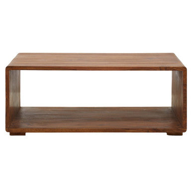 Solid Sheesham Wood Coffee Table With Open Centre & Lower Storage Shelf, Surati