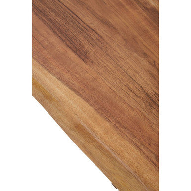 Live Edge Acacia Wood Top Coffee Table With Black Iron Legs, Surax