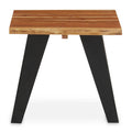 Brown Acacia Wood Top Side Table With Black Metal Legs, Surax