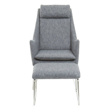 Azalea Grey Fabric Lounge Chair & Footstool Set