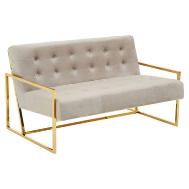 2 Seat Mink Velvet Sofa, Azalea