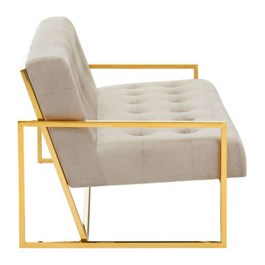 2 Seat Mink Velvet Sofa, Azalea