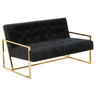 2 Seat Black Velvet Sofa, Azalea