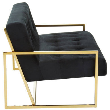2 Seat Black Velvet Sofa, Azalea