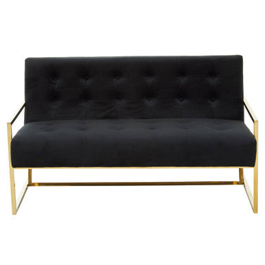 2 Seat Black Velvet Sofa, Azalea