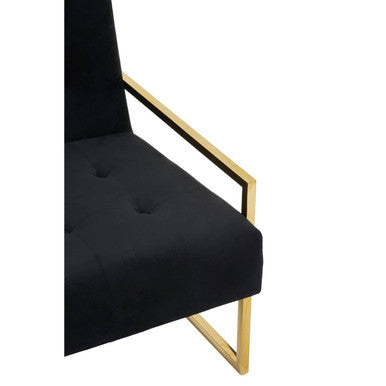 2 Seat Black Velvet Sofa, Azalea