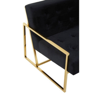 2 Seat Black Velvet Sofa, Azalea