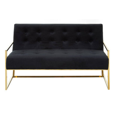 2 Seat Black Velvet Sofa, Azalea