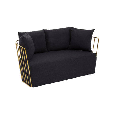 2 Seat Black Fabric Sofa, Azalea