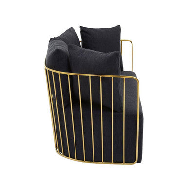 2 Seat Black Fabric Sofa, Azalea
