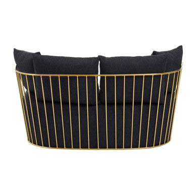2 Seat Black Fabric Sofa, Azalea