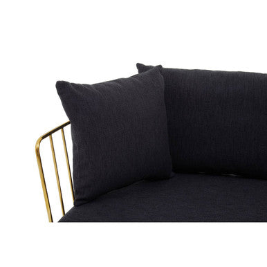 2 Seat Black Fabric Sofa, Azalea