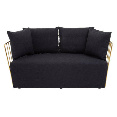 2 Seat Black Fabric Sofa, Azalea
