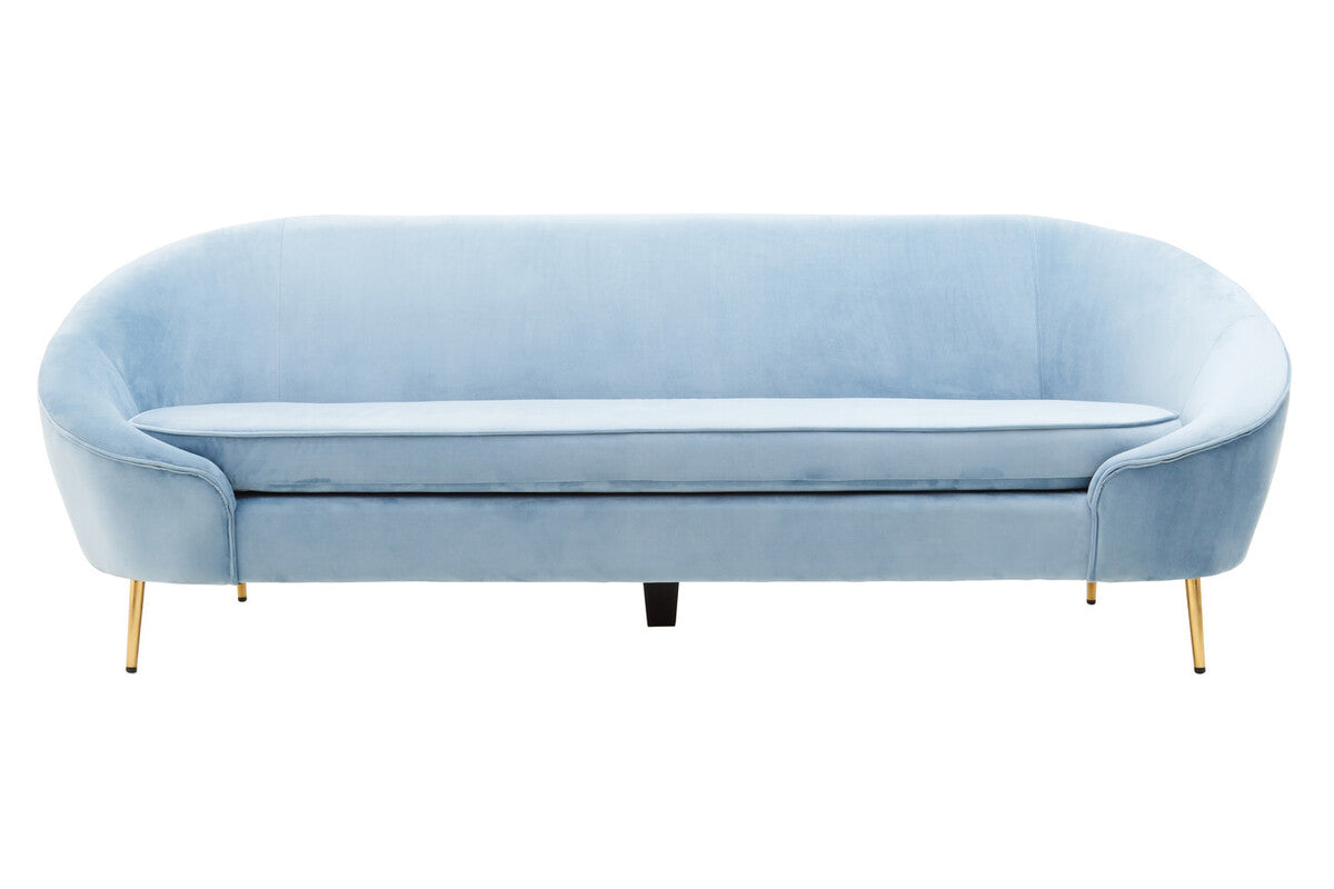 3 Seat Aqua Blue Velvet Sofa, Yasmeen