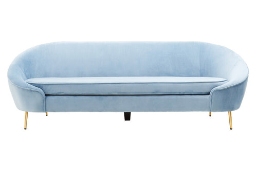 3 Seat Aqua Blue Velvet Sofa, Yasmeen