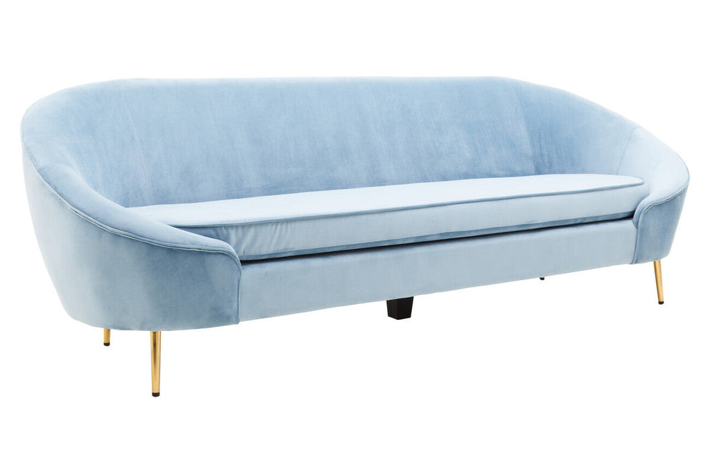 3 Seat Aqua Blue Velvet Sofa, Yasmeen