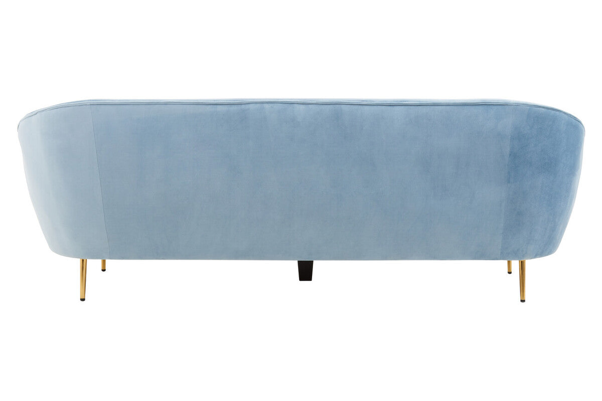 3 Seat Aqua Blue Velvet Sofa, Yasmeen