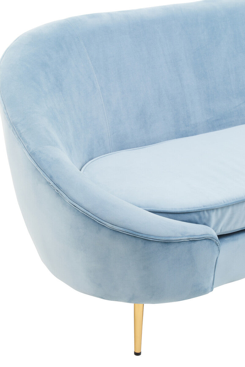 3 Seat Aqua Blue Velvet Sofa, Yasmeen