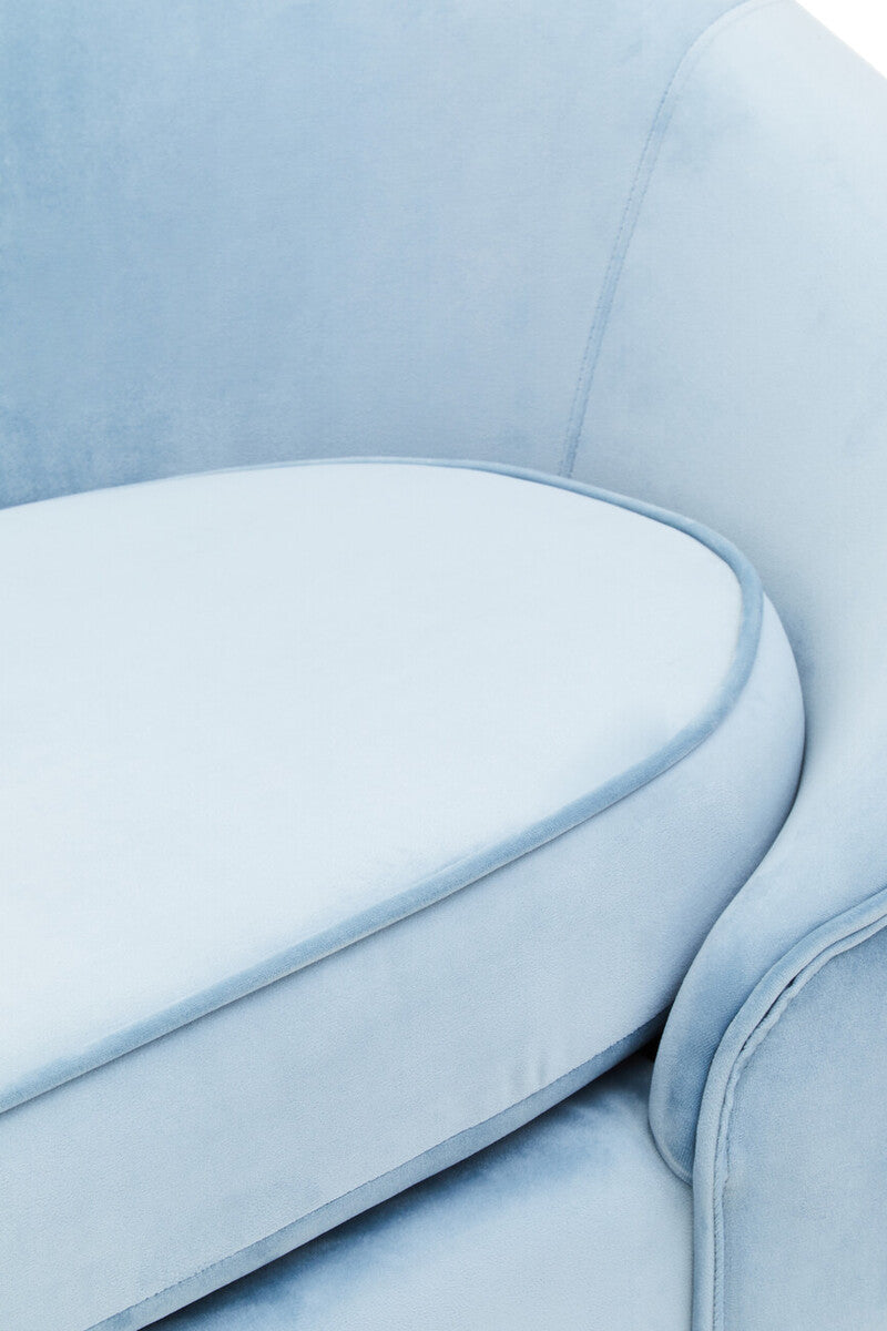 3 Seat Aqua Blue Velvet Sofa, Yasmeen