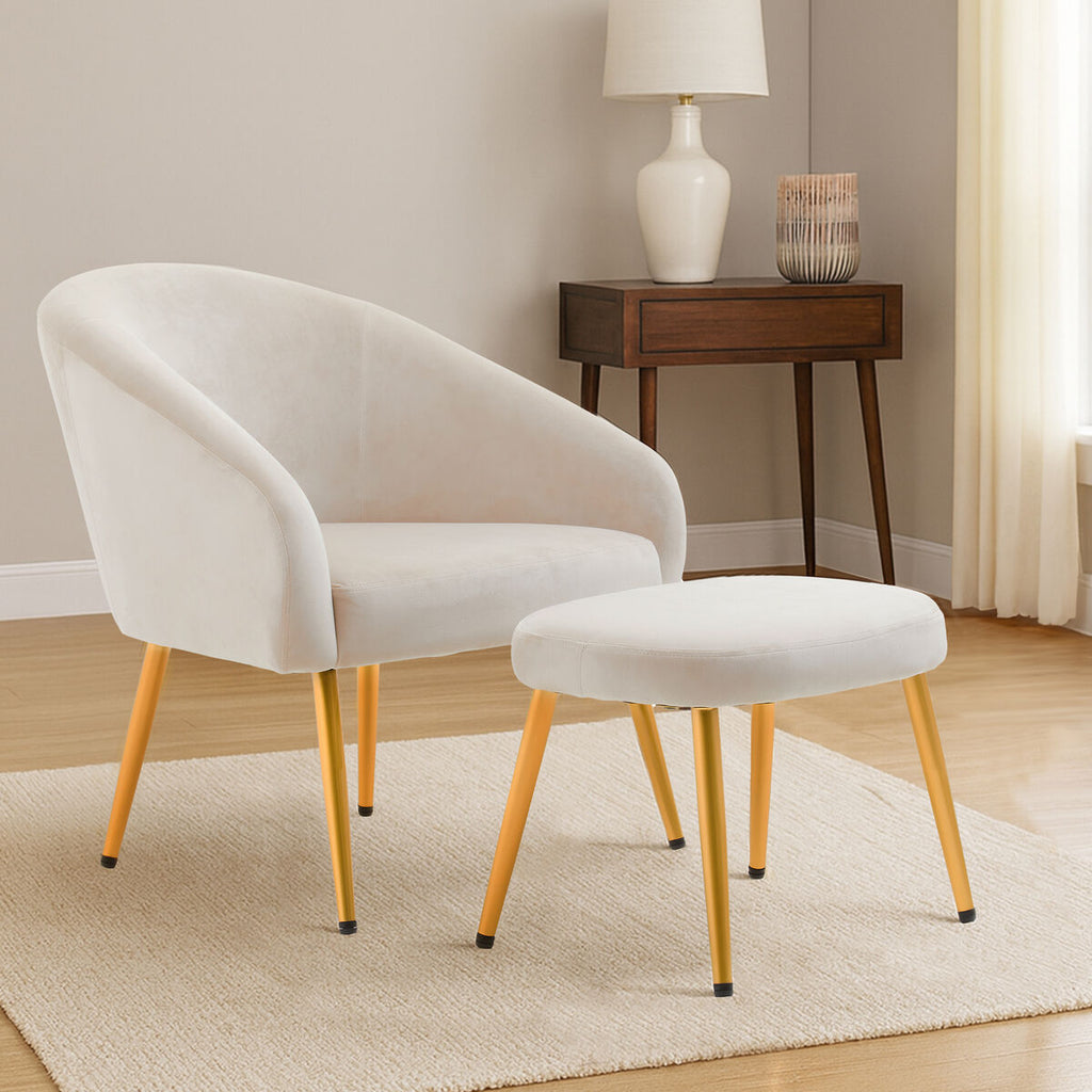 Yasmeen Beige Chair & Footstool