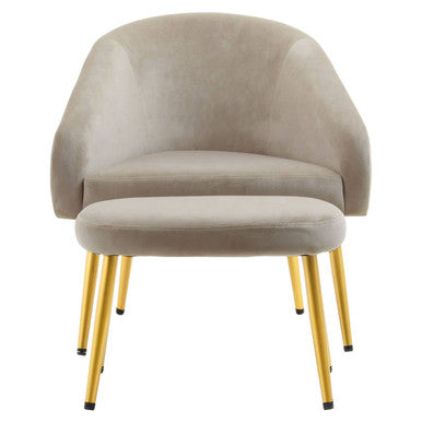 Yasmeen Mink Velvet Chair & Footstool