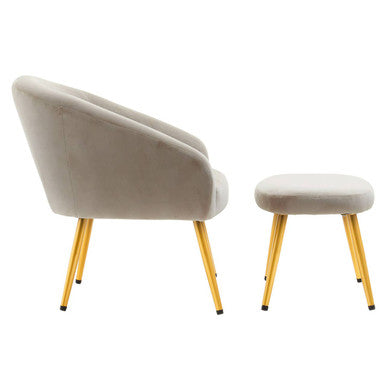 Yasmeen Mink Velvet Chair & Footstool