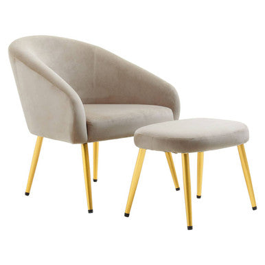 Yasmeen Mink Velvet Chair & Footstool