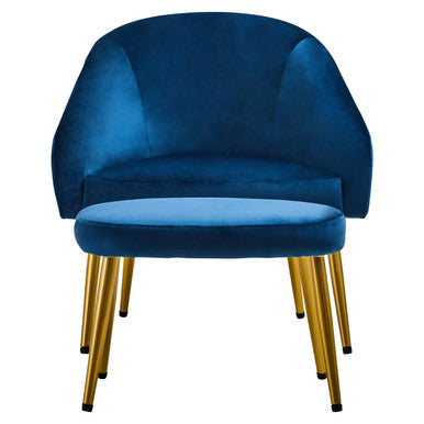 Yasmeen Midnight Blue Chair & Footstool