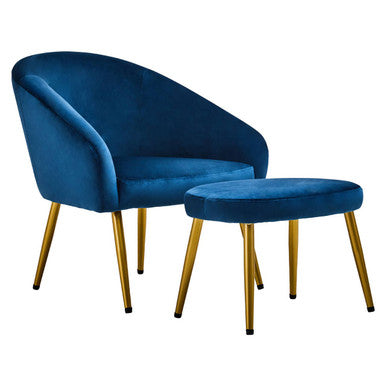 Yasmeen Midnight Blue Chair & Footstool