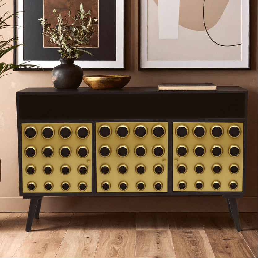 Arti Three Door Gold Modern Sideboard