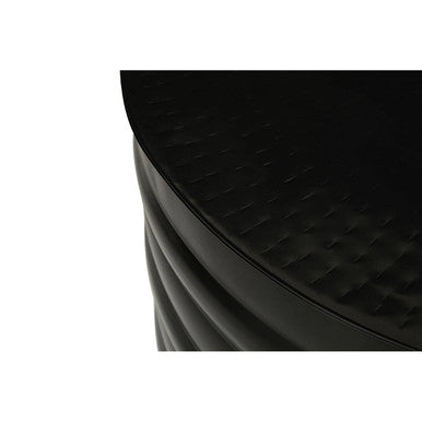 Set Of Two Round Black & Brass Aluminium Coffee Tables With Ribbed Pattern, Arti