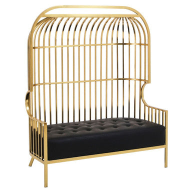 2 Seat Gold Dome Cage Sofa, Eliza