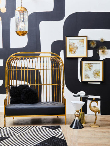 2 Seat Gold Dome Cage Sofa, Eliza