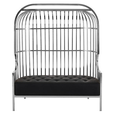 2 Seat Dome Cage Silver Sofa, Eliza