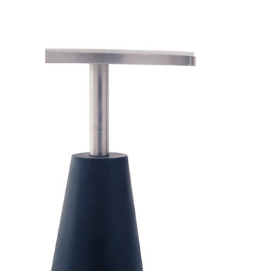 White Round Marble Top Side Table With Slim Column & Black Conical Base, Templar