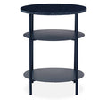 Black Marble Top 3 Tier Round Side Table With Slim Iron Frame, Templar